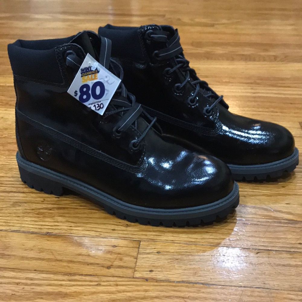 NWT Timberlands 6 Inch Premium Waterproof Black Shine Boots